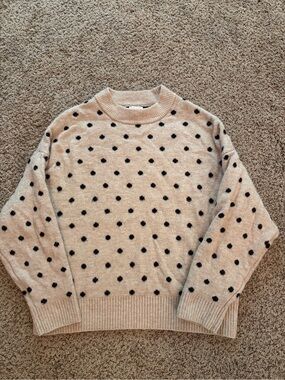H&M Cream Polka Dot Crewneck Sweater